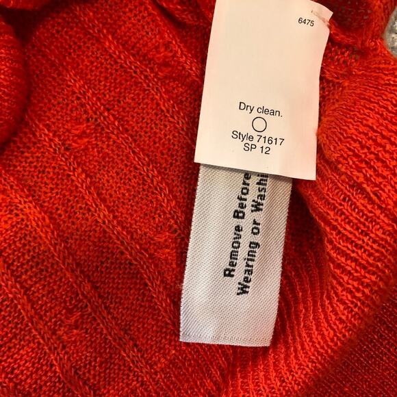 NWT J. Crew Womens 100% Linen Cable Knit Sweater Sz L Orange Light - Picture 5 of 9
